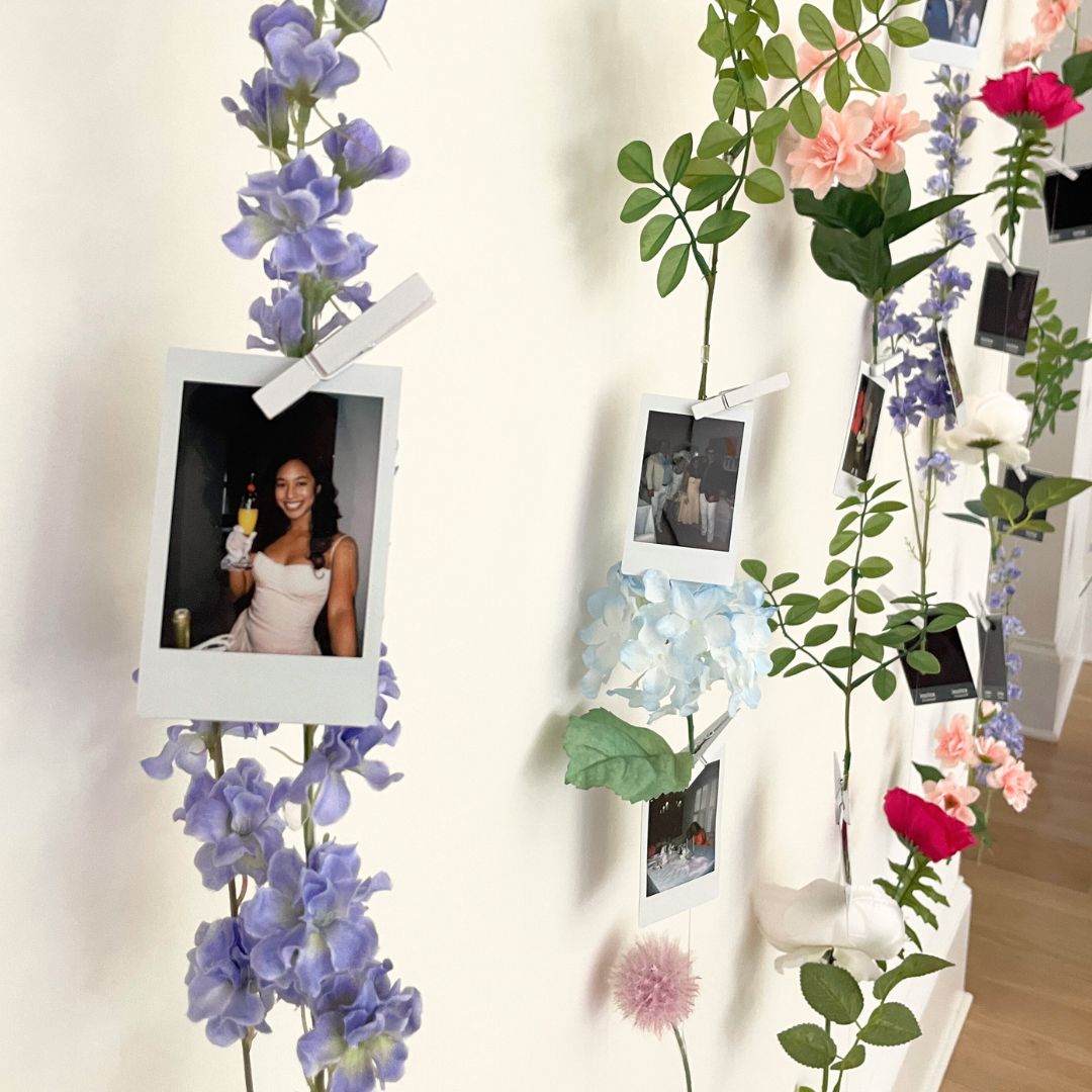 How To Use Floating Floral Garland As A Polaroid Station
